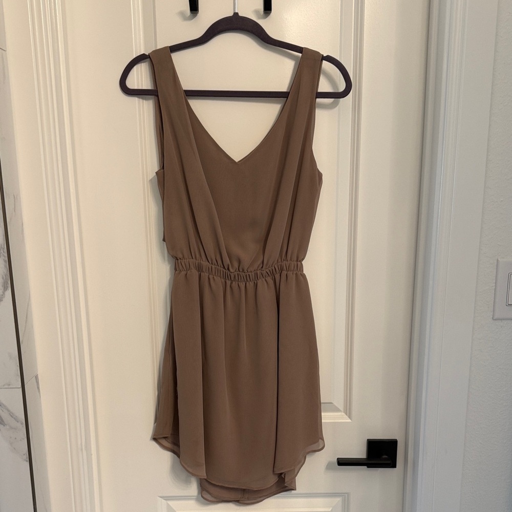 BCBGeneration Tan V-Neck Mini Dress